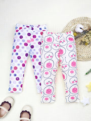 Special Fabric Girls Pants Cherry & Circle Print Girls Leggings 2pcs Set