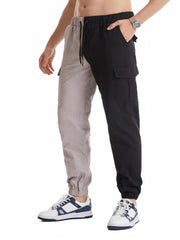 Men's Block Cargo Jogger Pants Slim Fit Drawstring
