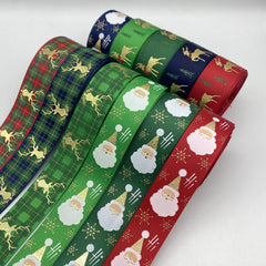 2yds 25mm Christmas Printed Ribbon For Decoration DIY Supplies