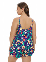 Floral Print Cami Top & Shorts Plus Size Pajama Set