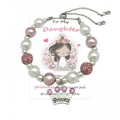 Princess Crown Charm Beaded Bracelet Gift Girls