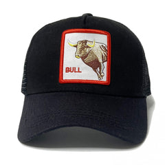 Embroidered Bull Pattern Mesh Baseball Cap Adjustable Hat
