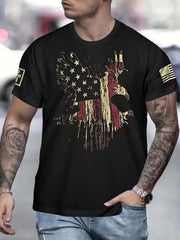 Patriotic Eagle & American Flag 3D Print Men's Graphic T shirt