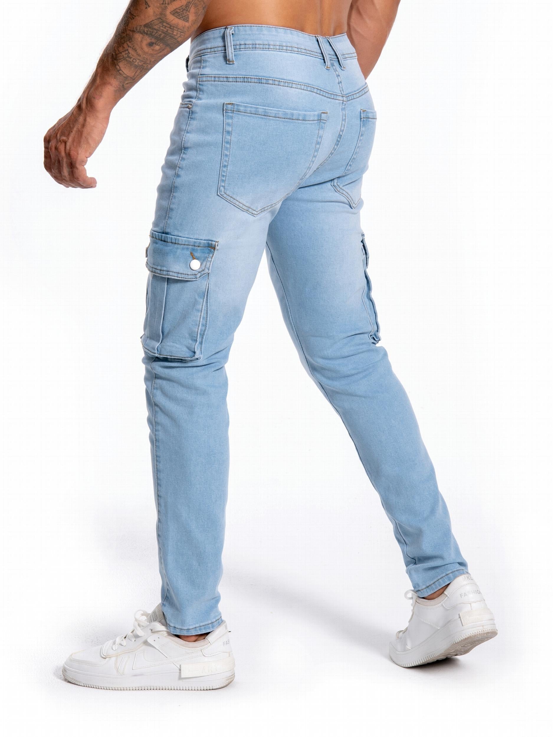 Men's Slim Fit Distressed Jeans with Pocket