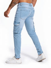 Men's Slim Fit Distressed Jeans with Pocket