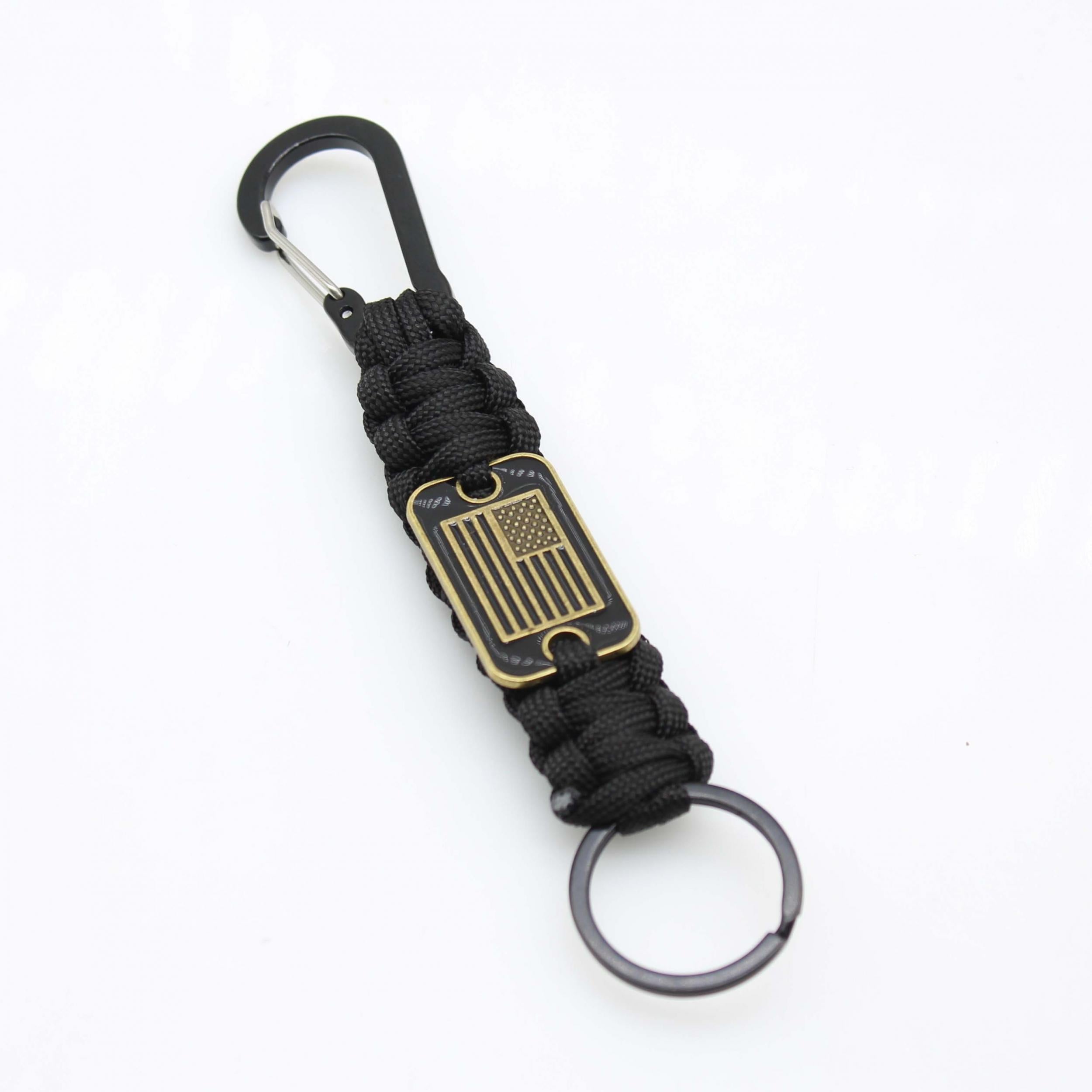 Braided Keychain Lanyard Strap with Flag - Outdoor Emergency
