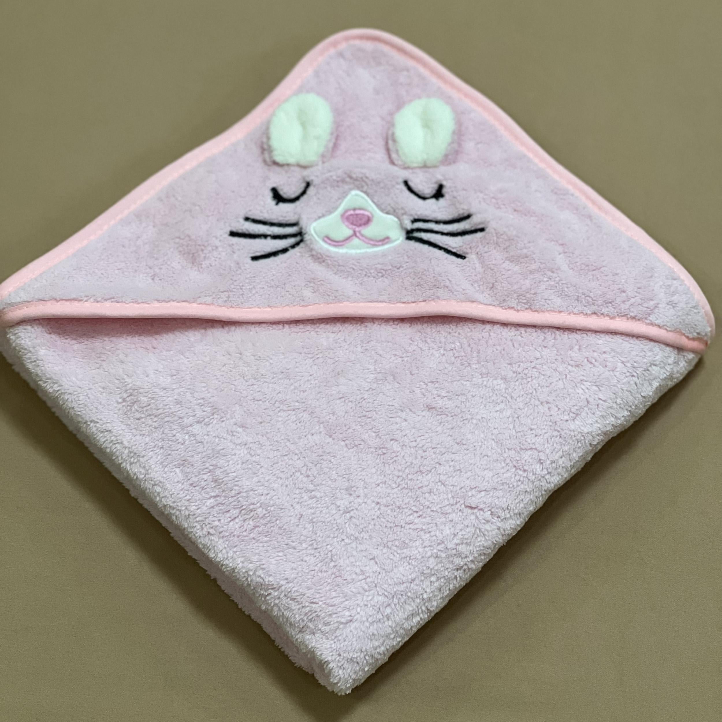 Soft Baby Coral Fleece Hooded Bath Towel for Newborns