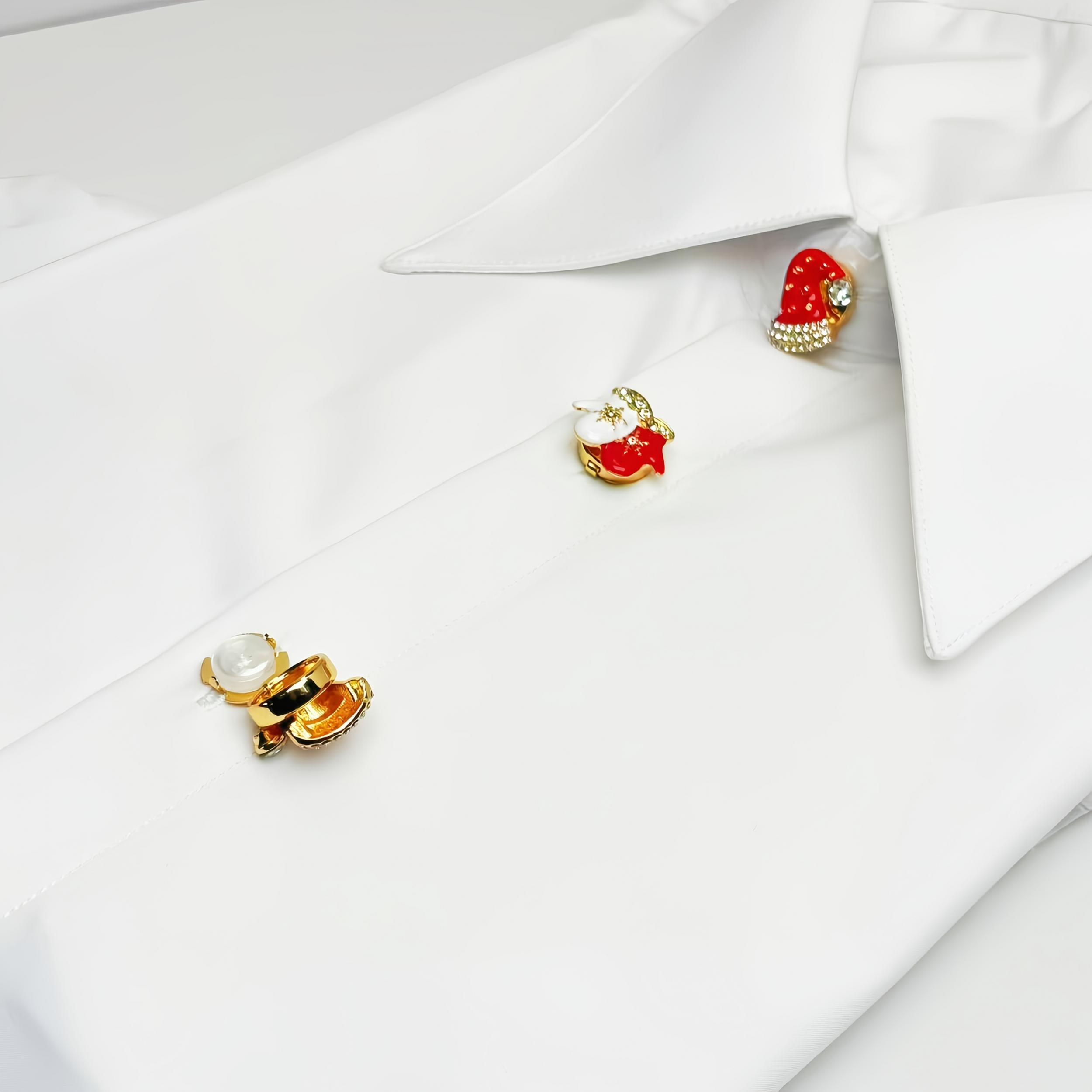 2pcs Christmas Shirt Button Covers - Santa Hat & Snowflake