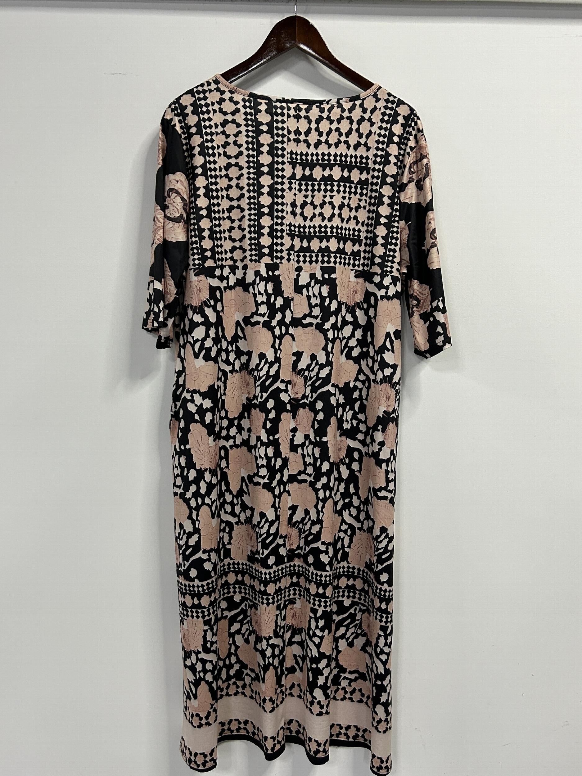 Floral Print Short Sleeve Midi Dress With Pockets