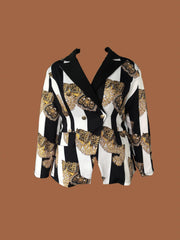 Colorblock Graphic Print Boho Blazer
