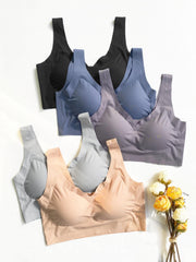 5pcs Seamless Wireless Bras Comfy & Breathable Push Up Bra Women's Lingerie