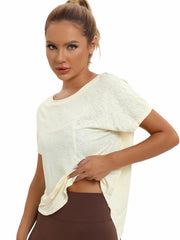 Sports Yoga Short Sleeve T Shirt Solid Casual Workout Running Top