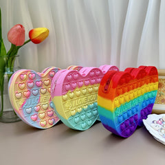 Heart Silicone Crossbody Bag Coin Purse Love Press Toy Girls