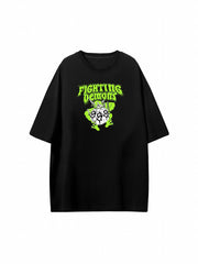 V Letter Print T-shirts Loose Hip hop Short Sleeve Shirt