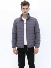 Men's Lightweight Puffer Jacket Stand Collar Outwear for Fall Winter