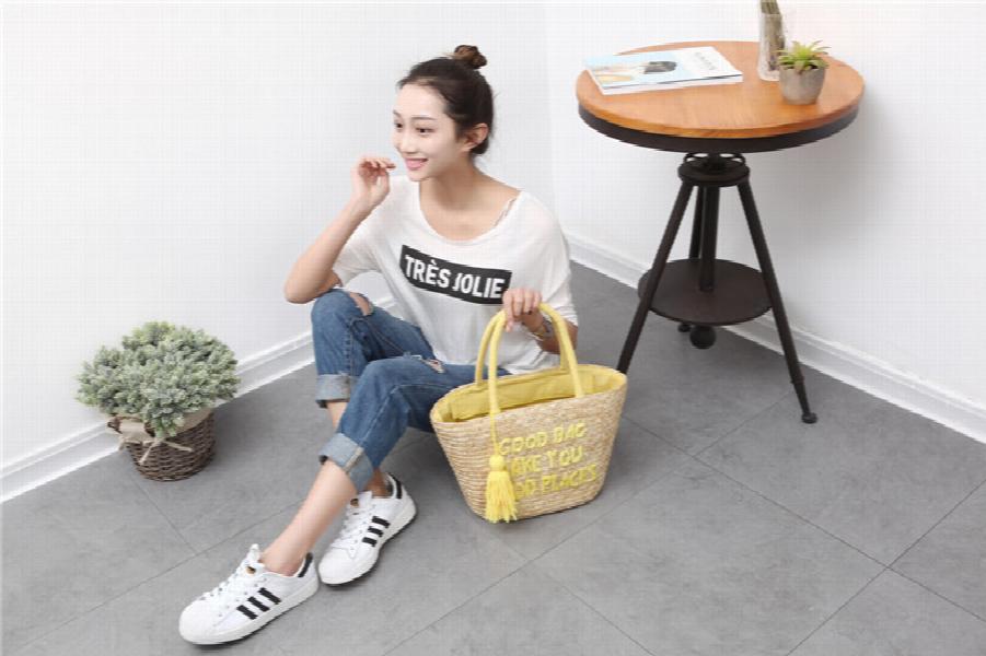 Tassel Beach Purse Casual Tote Straw Bag Female Messenger Bag