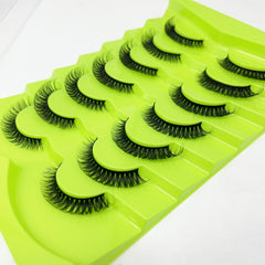 7 Pairs Natural Look D Curling False Eyelashes 6 9mm Fluffy Faux Mink