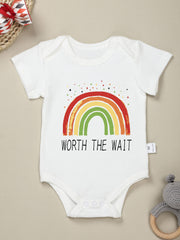 Baby Girls Worth The Wait Rainbow Graphic Print Short Sleeve Onesie