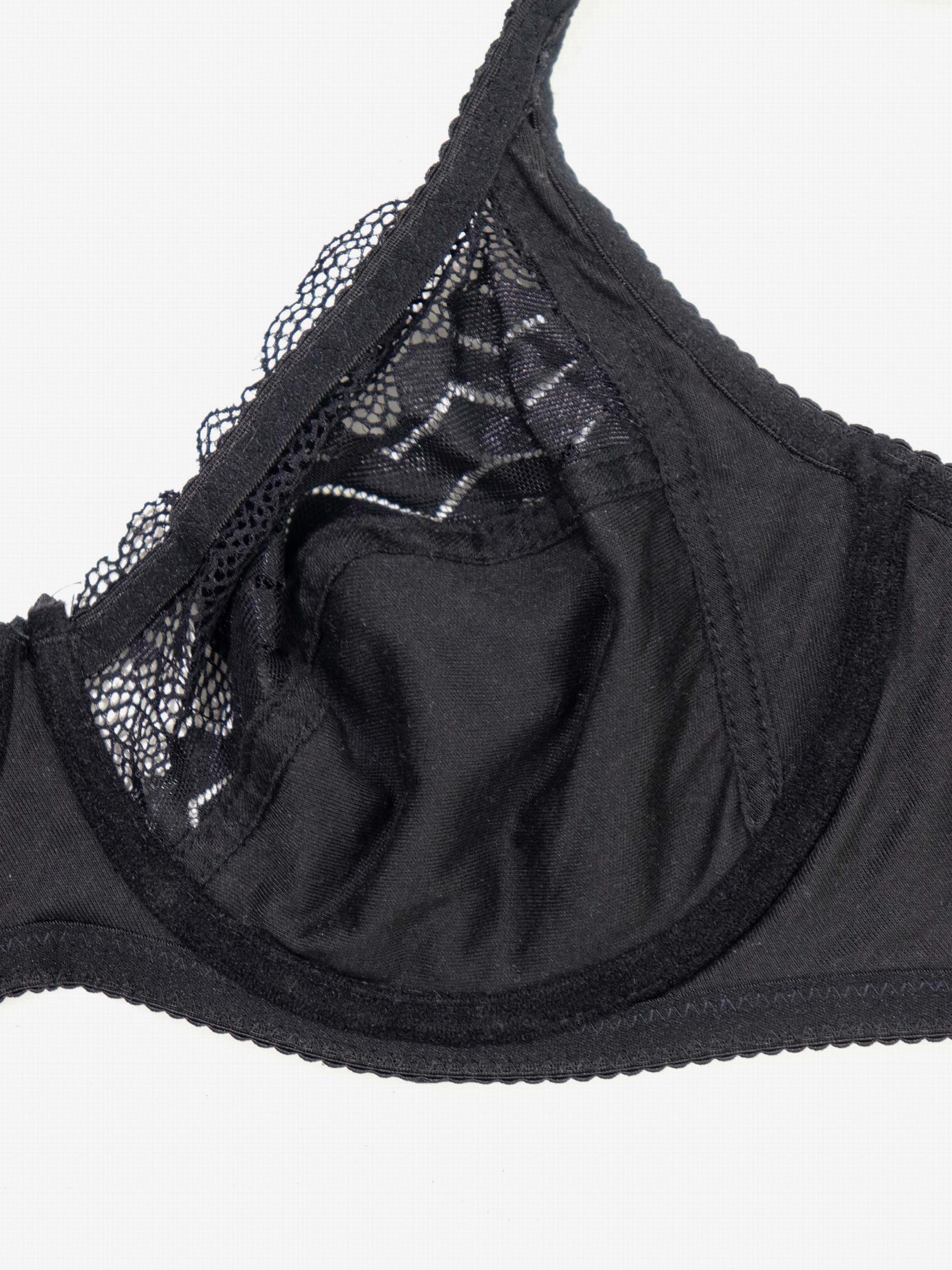 2 Pack Plus Size Underwire Lace Bra Set, Chevron Pattern, Bow Decor