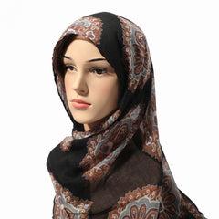 Boho Flower Print Scarf Vintage Tassel Shawl