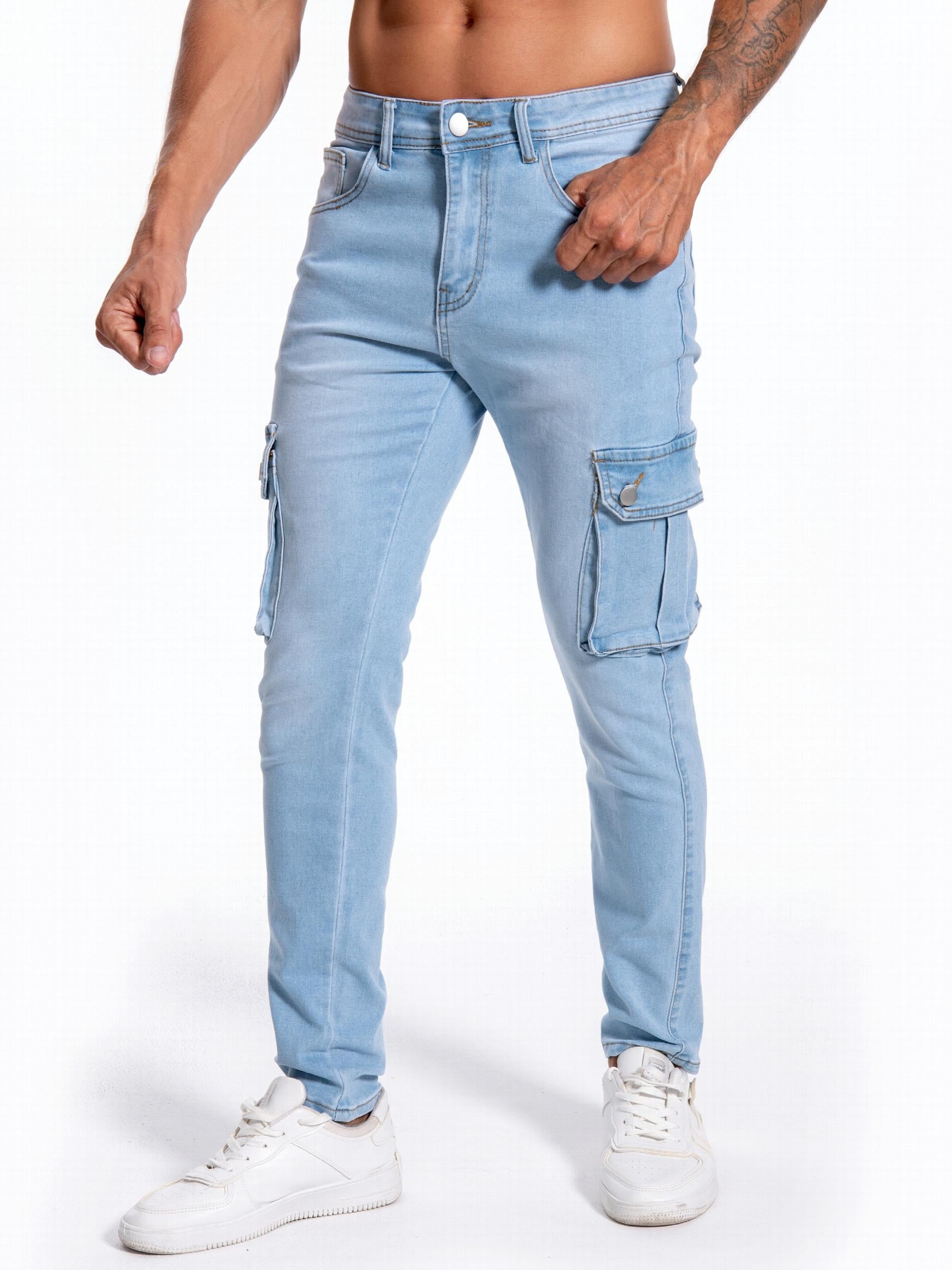 Men's Slim Fit Distressed Jeans with Pocket