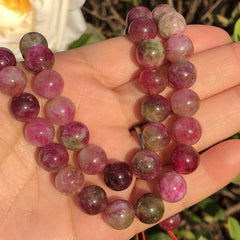 Pink Tourmaline Crystal Beads Round Loose Spacer Beads 8mm
