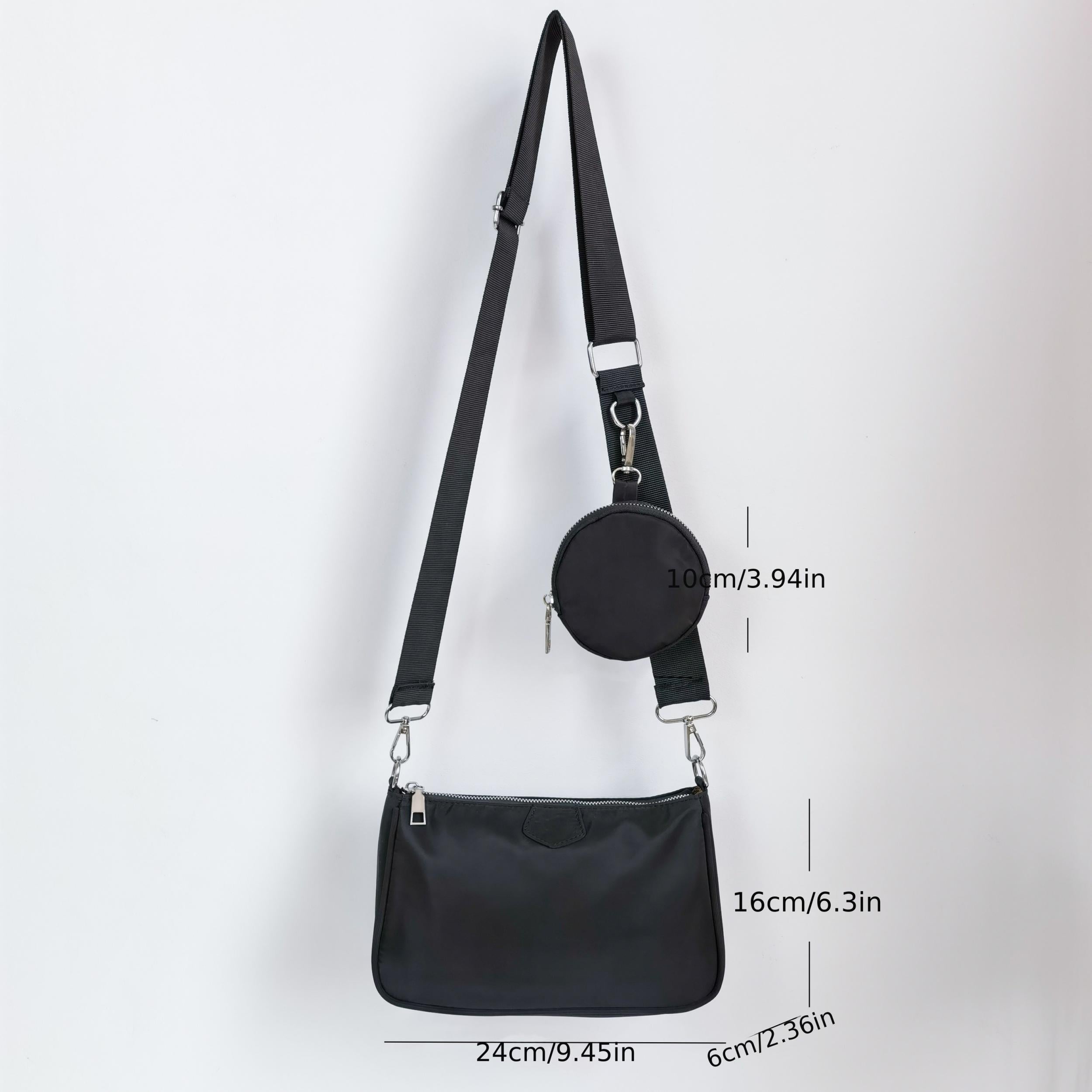 2Pcs Square Nylon Bag Set - Small Shoulder Bag with Coin Purse