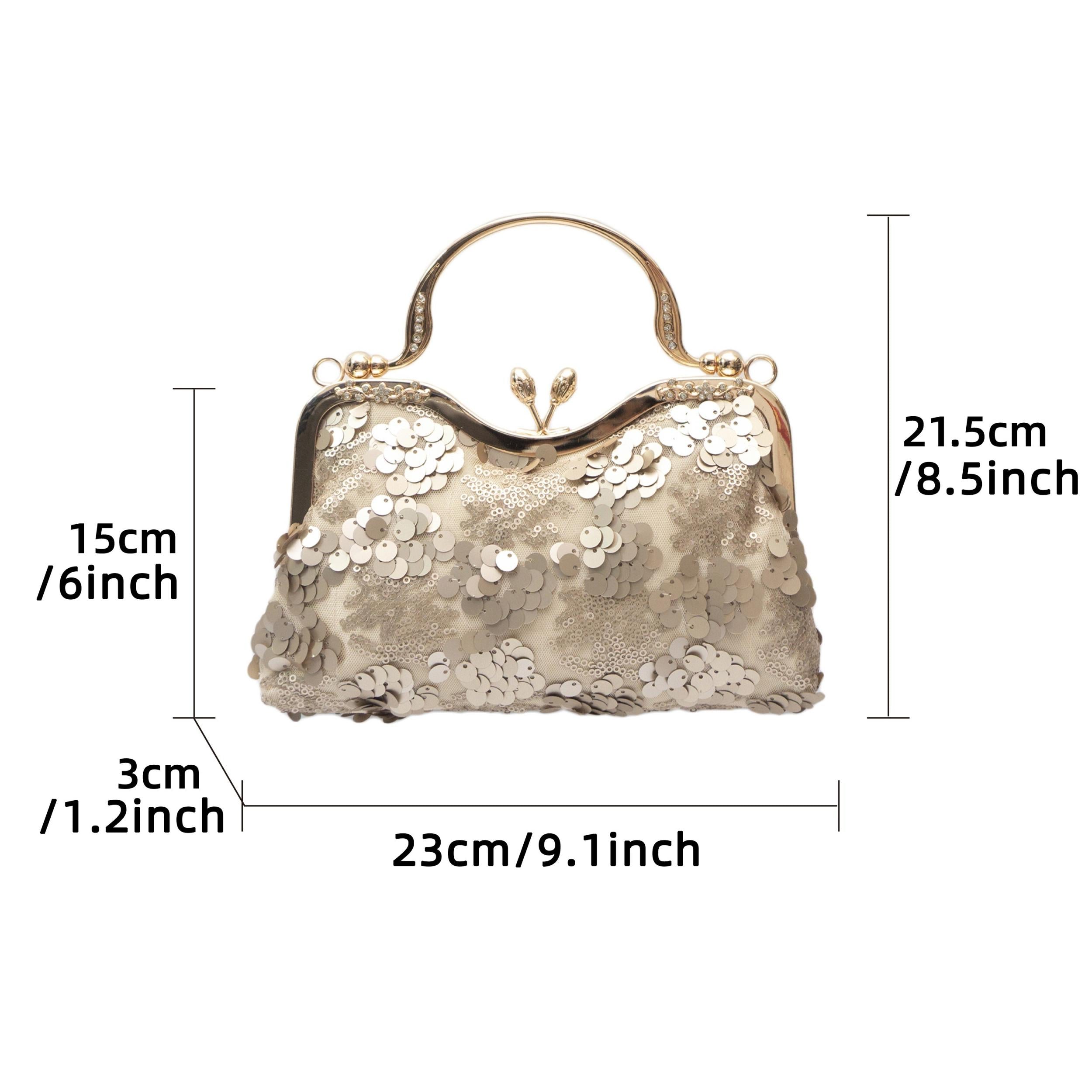 Sequins Evening Bag Kiss Lock Clutch Purse Wedding Handbags