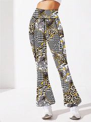 Leopard Print Yoga Flare Leg Pants High Stretch Hip Lifting Fitness Pants