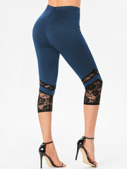 Lace Skinny Capris Leggings Sexy Crop Leggings