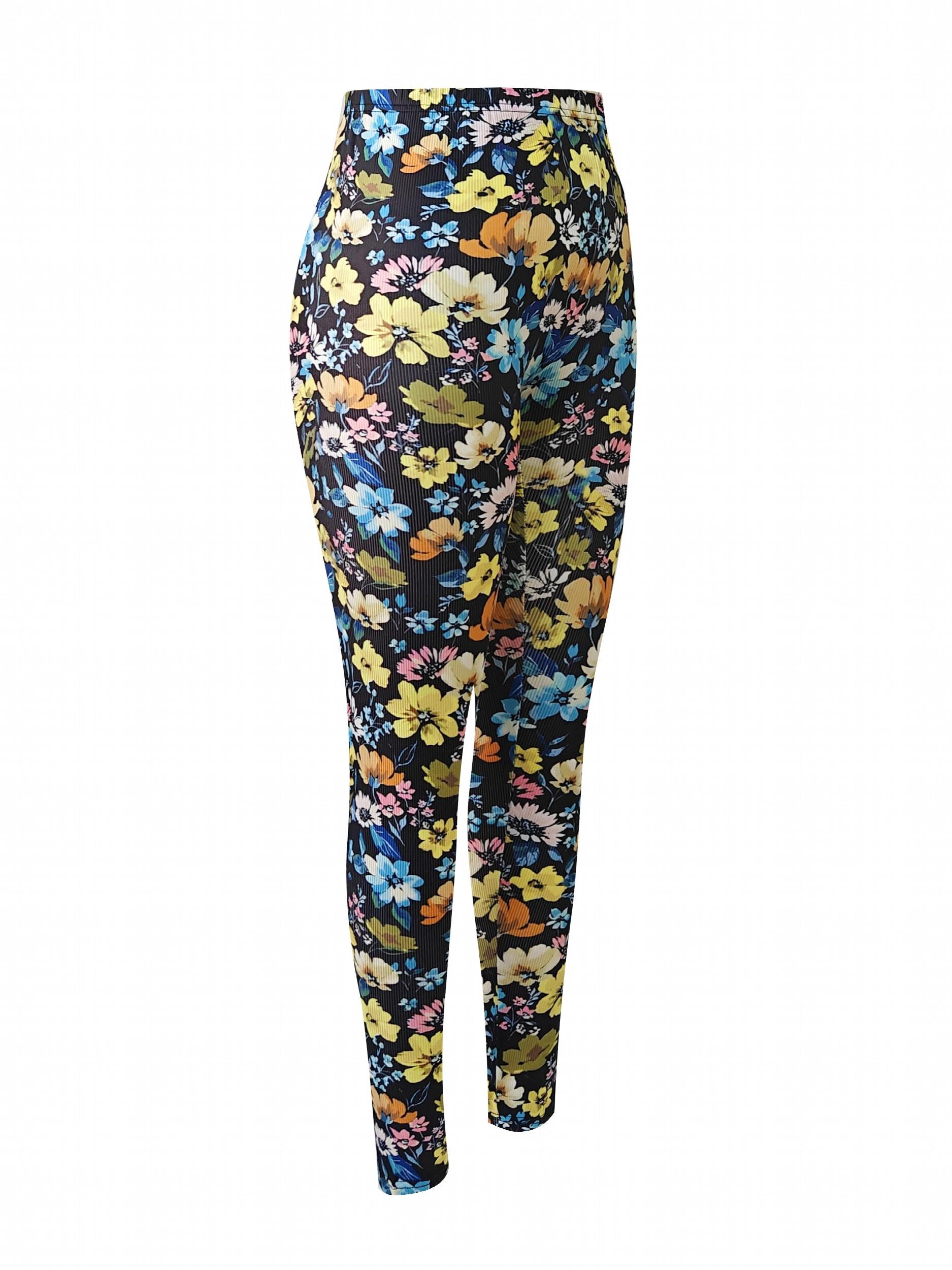 Floral Print Yoga Workout Pants High Stretch Running Sports Fitness Leggings