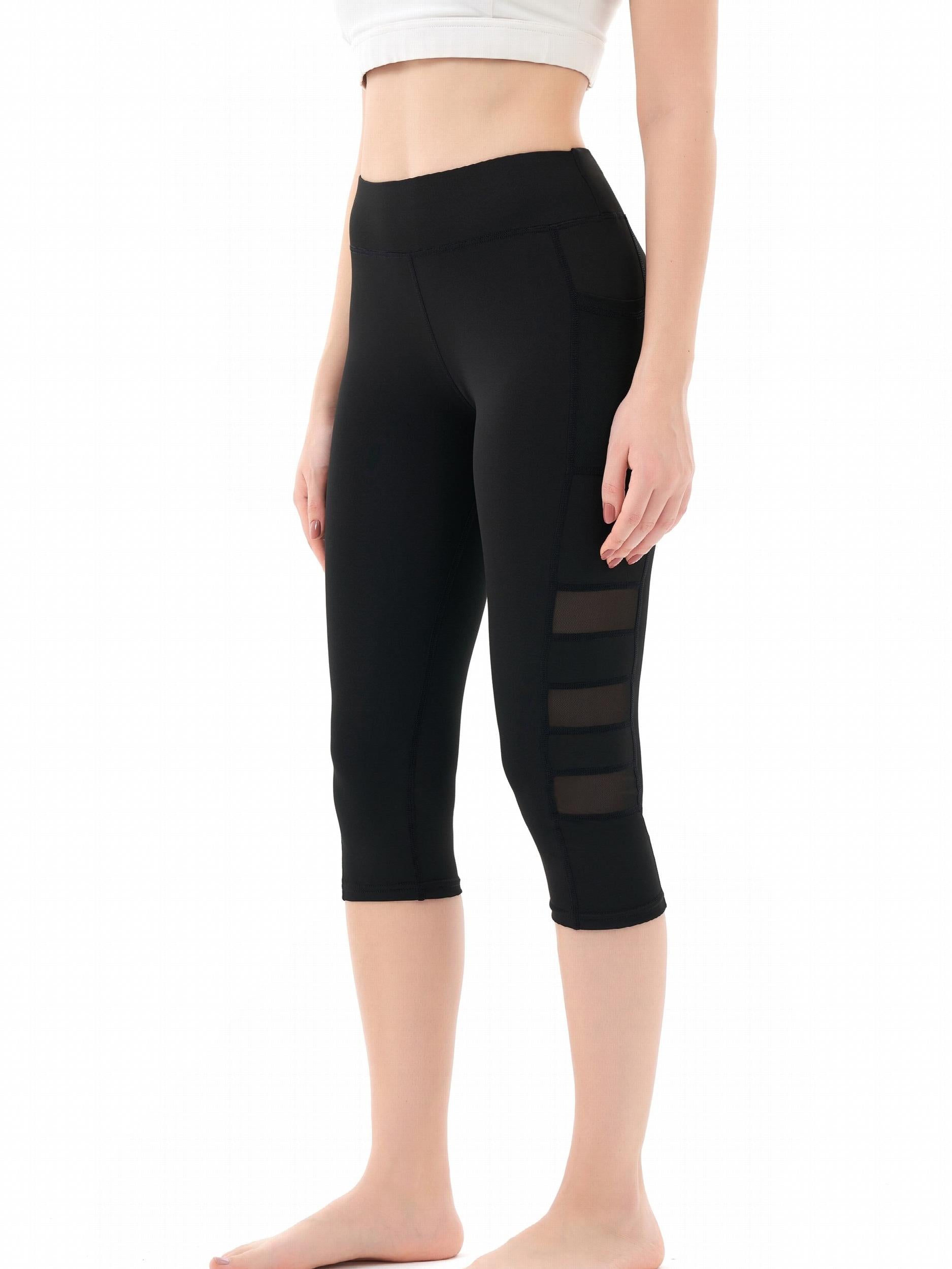 Mesh Patchwork Yoga Leggings High Waist With Pocket