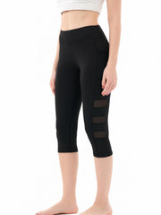 Mesh Patchwork Yoga Leggings High Waist With Pocket