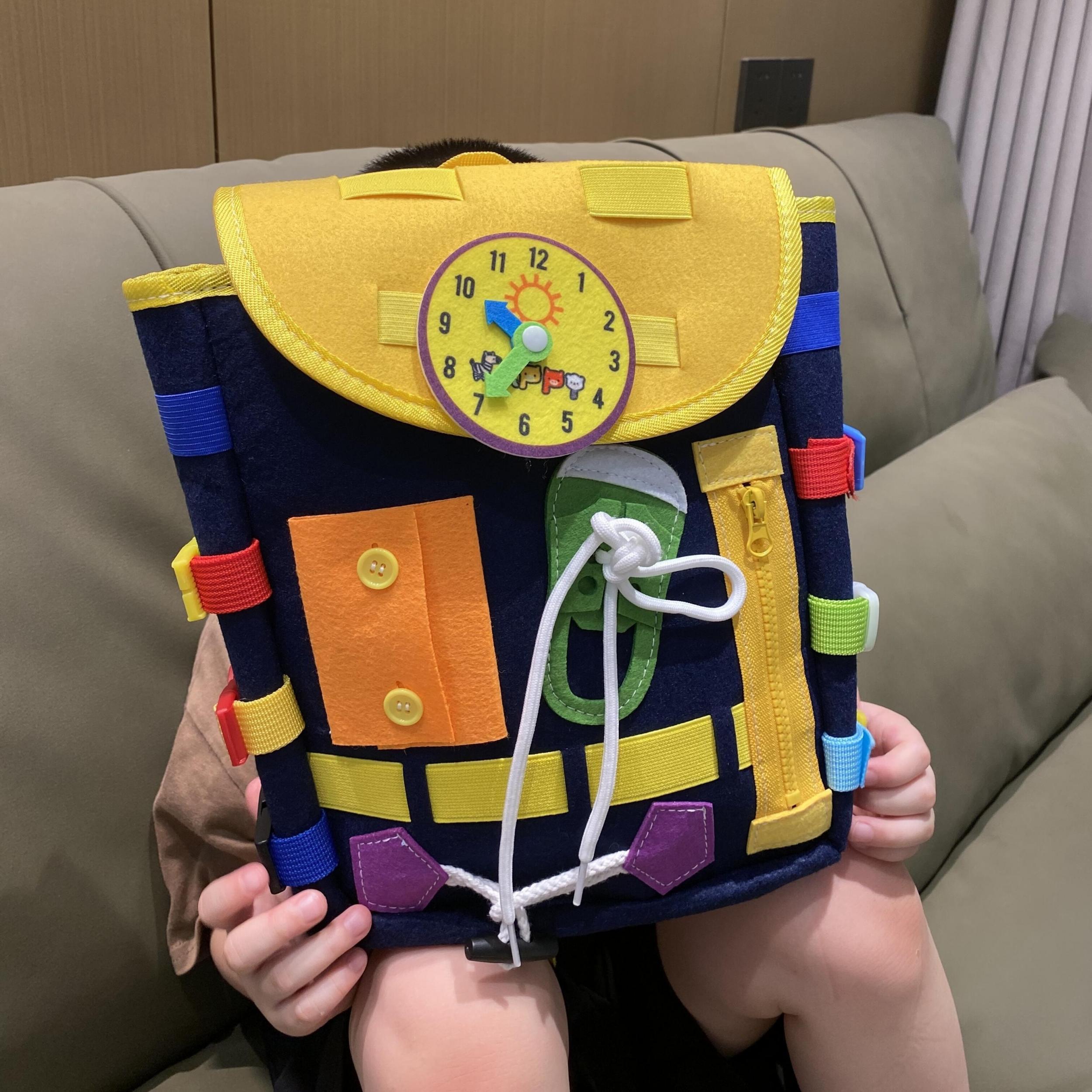 Kids Felt Toy Backpack Learn to Tie Shoes Activity Board for Early Education