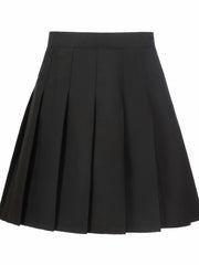 Girls High Waist Pleated Skirt Plain Varsity Style Kid Girls Versatile Skirt