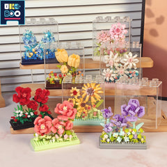 UKBOO 3D Flower Building Blocks Roses Bouquet Colorful Desktop Ornament