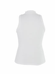 Solid Tank Top Zipper Crew Neck Sleeveless Top Women's Clothing