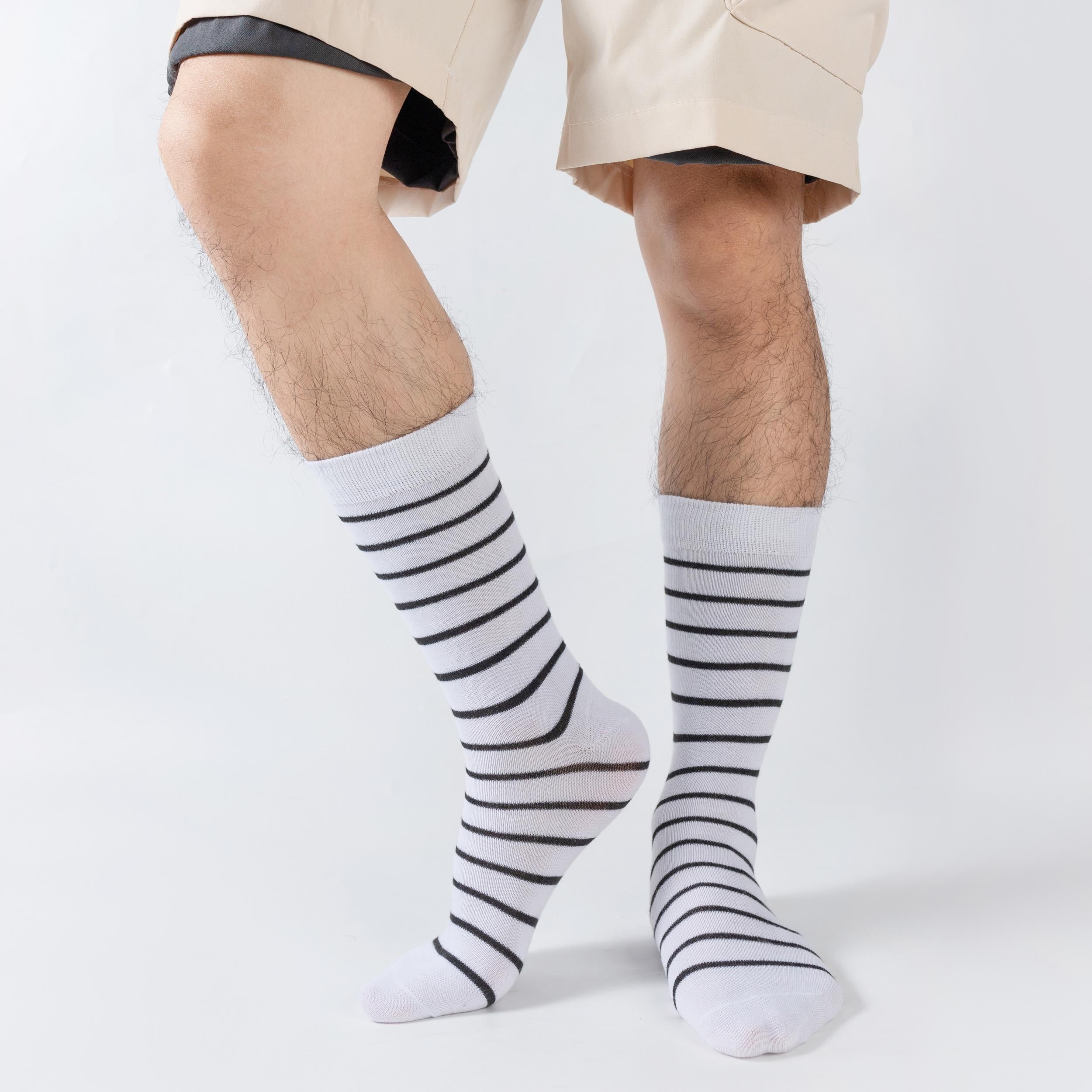 Men's Striped Crew Socks Antibacterial Breathable Comfortable Socks
