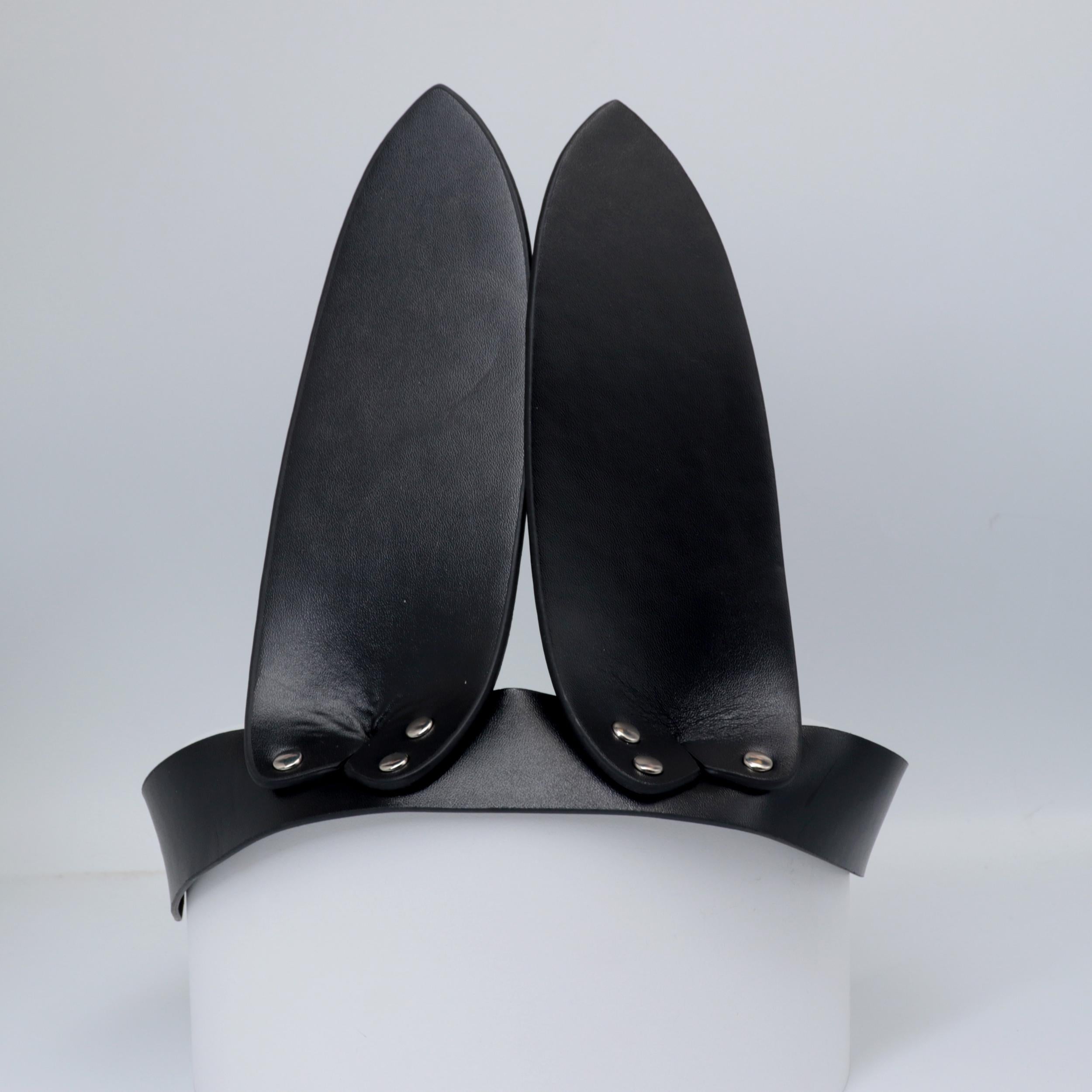 Punk Rabbit Ear Headgears Leather Head Cover Mask Cosplay Costume Accessory