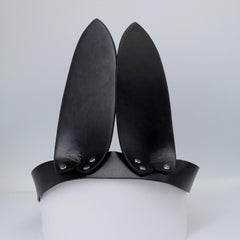 Punk Rabbit Ear Headgears Leather Head Cover Mask Cosplay Costume Accessory