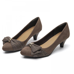 Women's Bowknot High Heel Pumps Pointed Toe Work Shoes