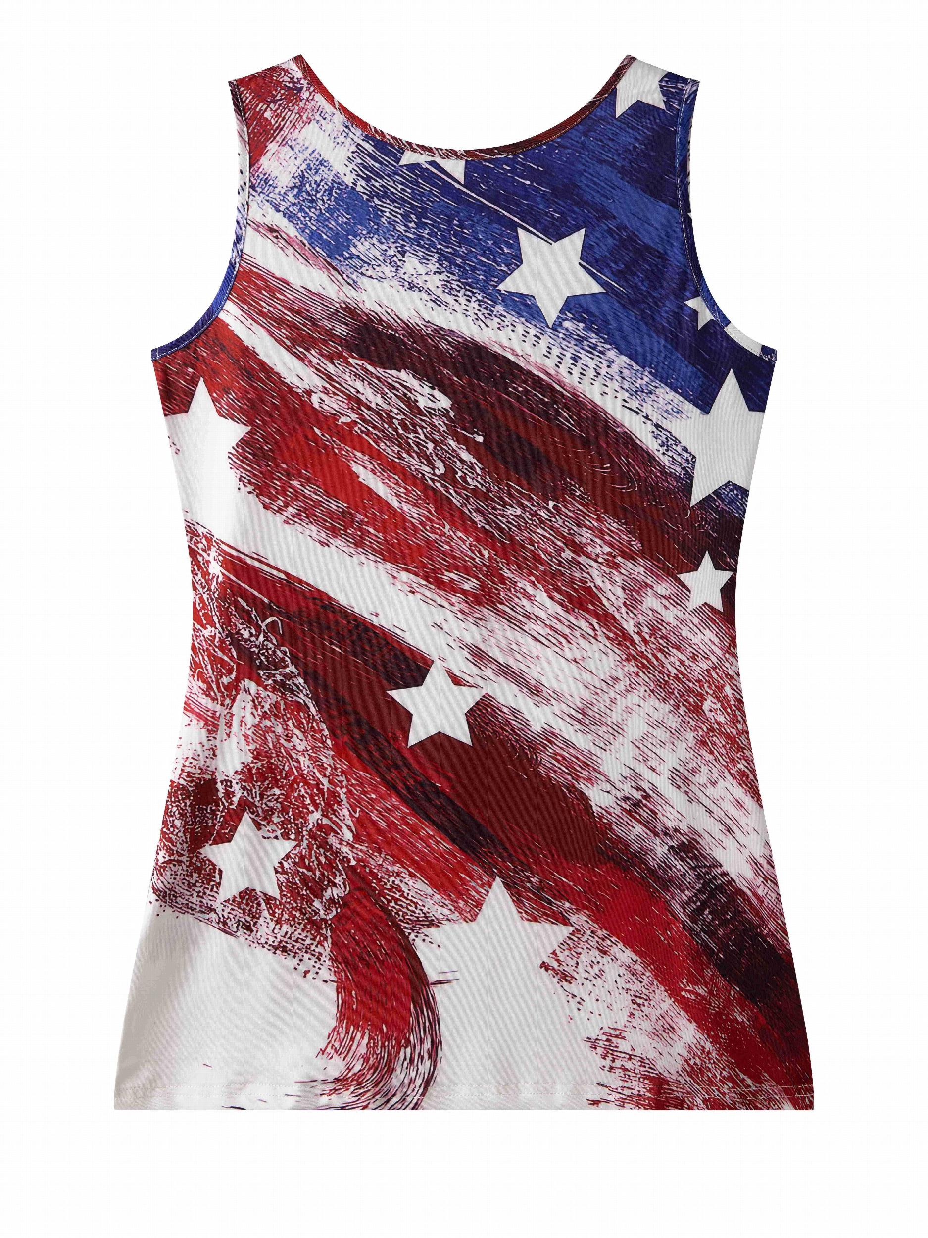 Flag Print Crew Neck Tank Top Women's Clothing