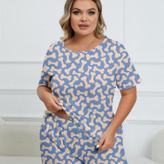 Bone Print Tee & Shorts Pajama Set
