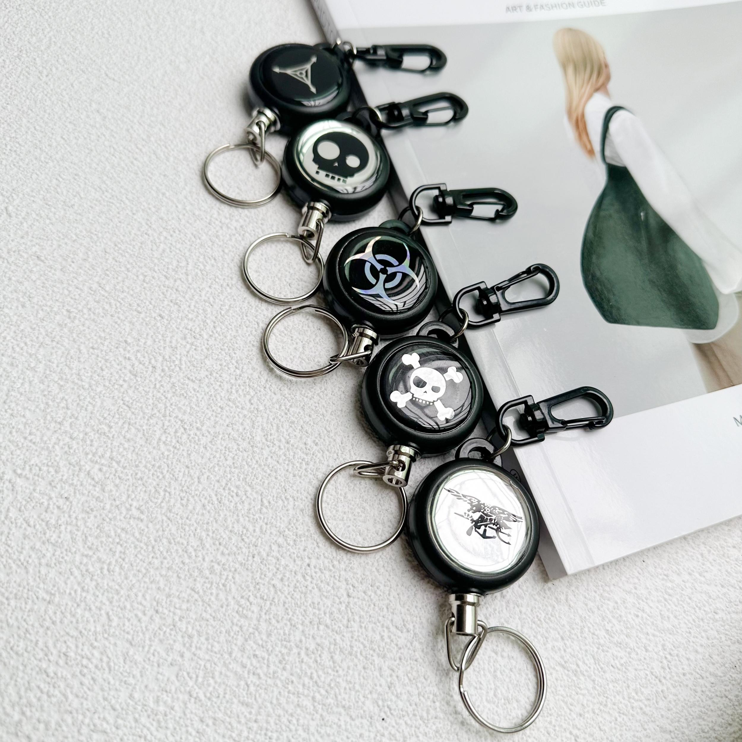 5pcs High Rebound Keychain Steel Wire Rope Anti-lost Keyring Buckle