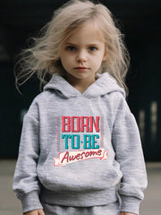 2pcs Born To Be Awesome Girls Hoodies Jogger Pants Set Sports