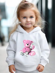 Sweet Bear Print 2pcs Girls Outfits for Sports Spring Fall Outdoor Gift