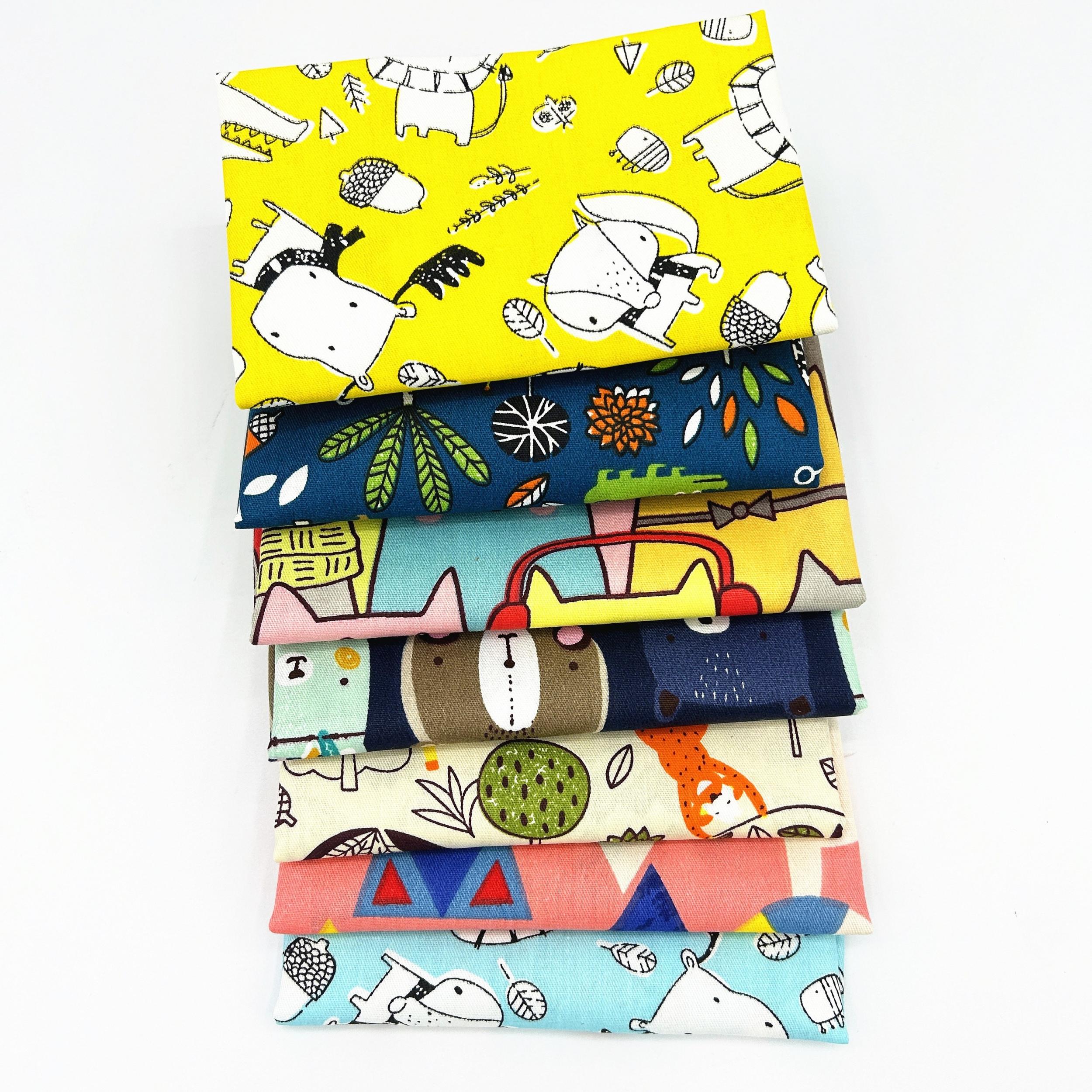 7pcs Cartoon Animal Print Fabric DIY Patchwork Cloth Set
