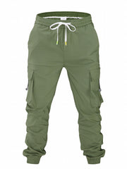 Men's Cargo Pants Drawstring Flap Pocket Loose Jogger Work Pants