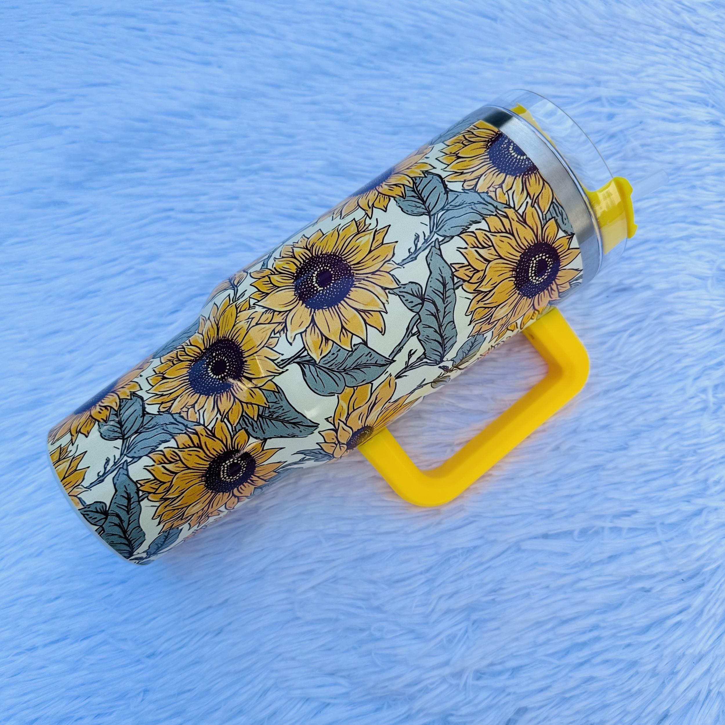 Sunflower Printed 40oz Stainless Steel Water Cup Insulated Leakproof for Outdoor