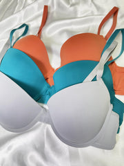 3pcs Solid T Shirt Bras Push Up Bra Women's Lingerie & Underwear